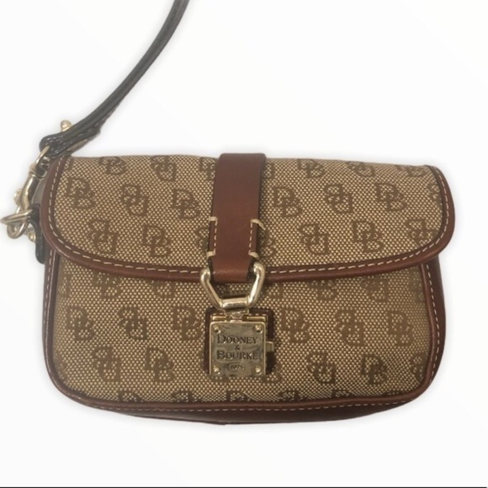 DOONEY and bourke brown signature wristlet clutch